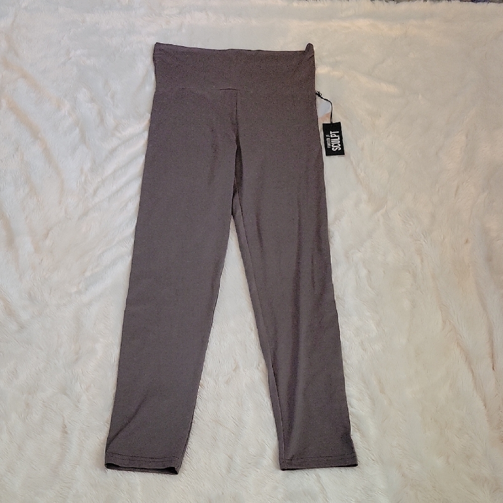 Forever 21 Gray Leggings with Wide Waistband and Stretch Fabric